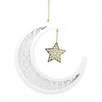 HÄNGDEKOR HALVMÅNE 3D VIT & GULD